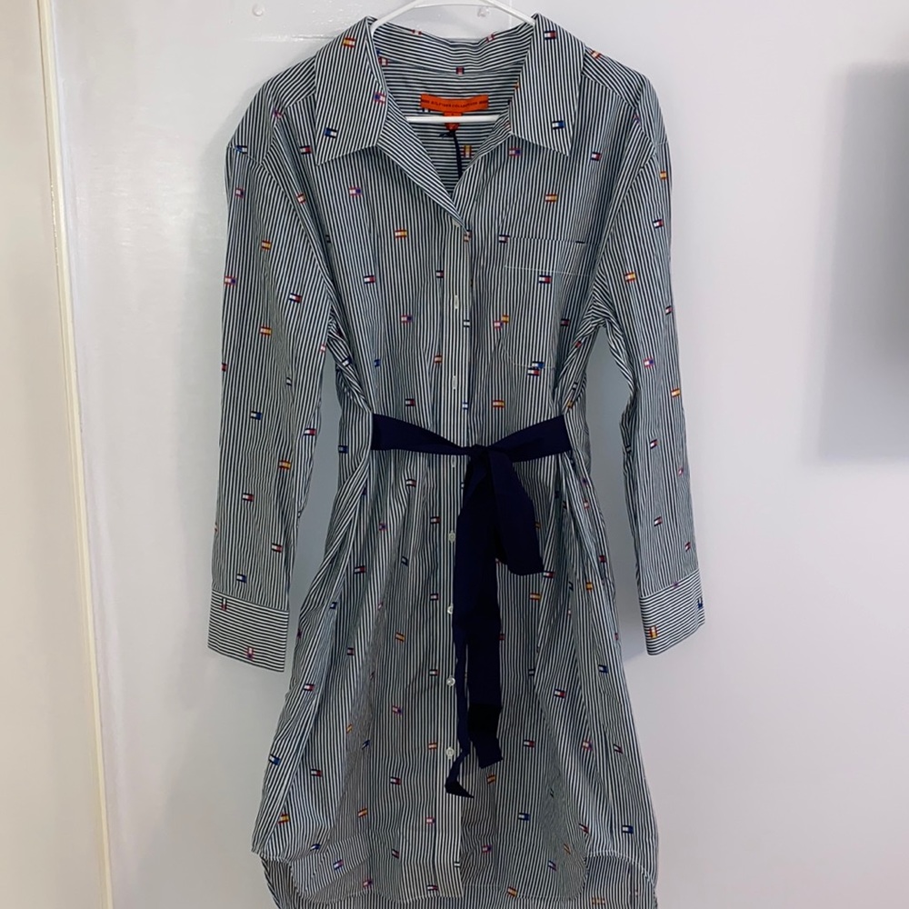 Hilfiger Collection Cotton Striped Shirt Dress Size 4 NWT